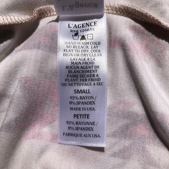 L’AGENCE Ressi Tan Multi Ganado Print Crew Neck Tee Shirt Petite Small NWT - Picture 11 of 15